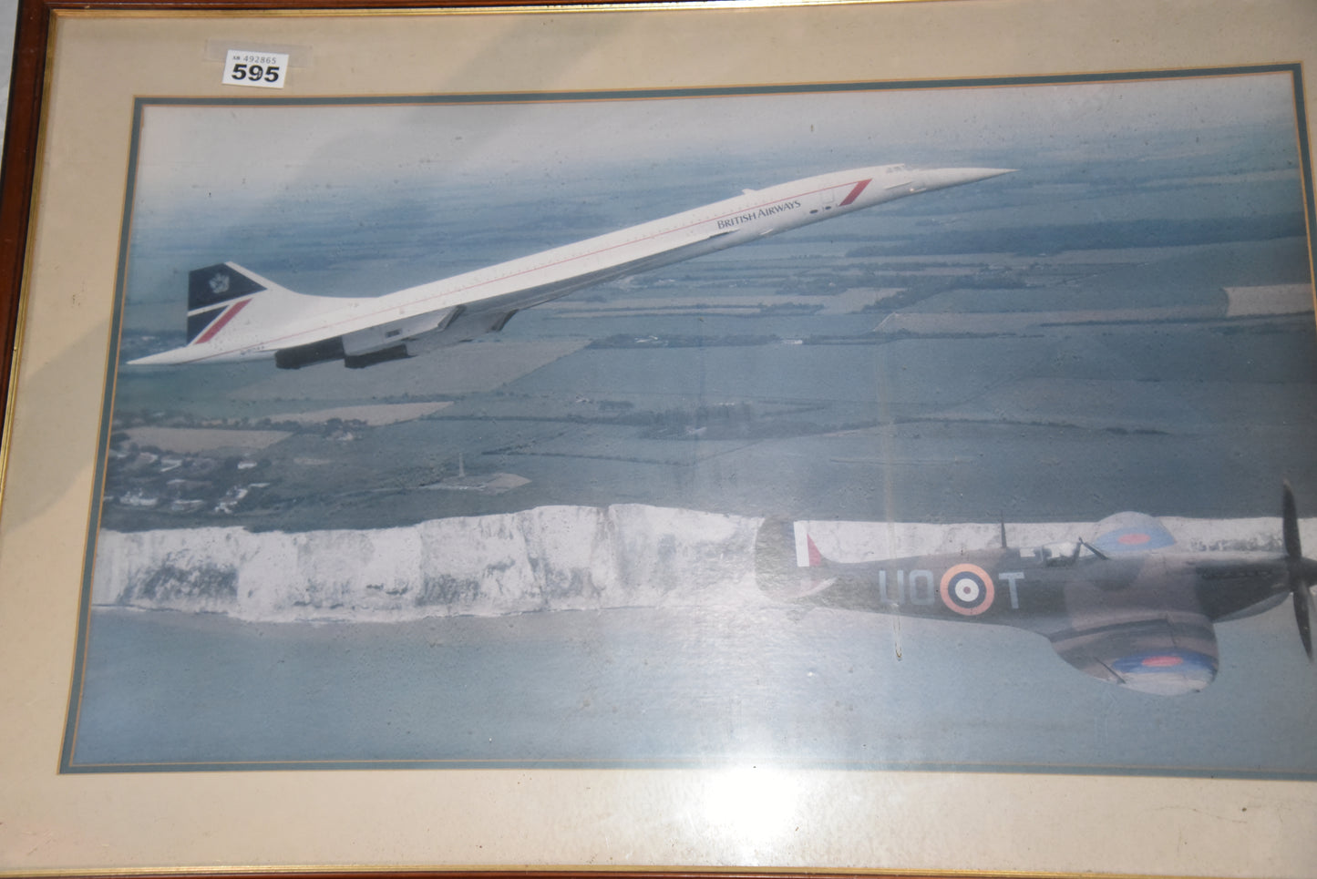 lot - 595 - spitfire concord over dover picture in frame