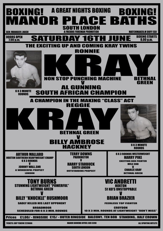 LARGE KRAYS BOXING PROMOTION POSTER